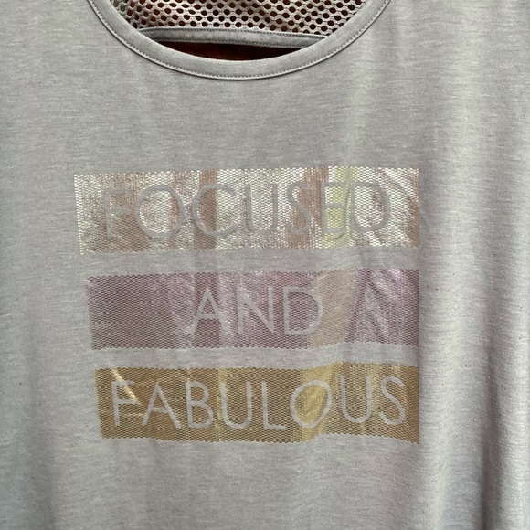 Lane Bryant Womens 22/24 Gray Focus Fabulous Keyhole Mesh Active Top - Picture 2 of 9